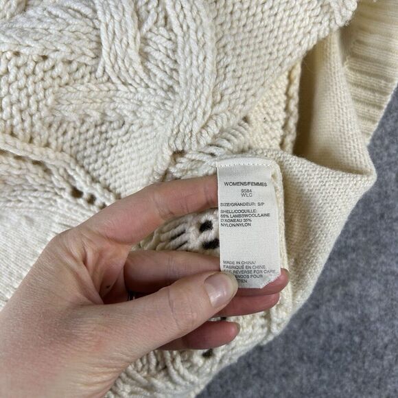 Vintage Woolrich Sweater Womens Small Lambswool Blend Cable Knit Cream Pullover - Picture 6 of 7